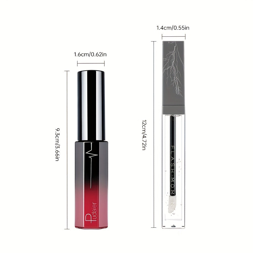 Lip Gloss Set by Pudaier with Clear Lip Oil, Two Matte Lip Colors and Three Retained Shade Options