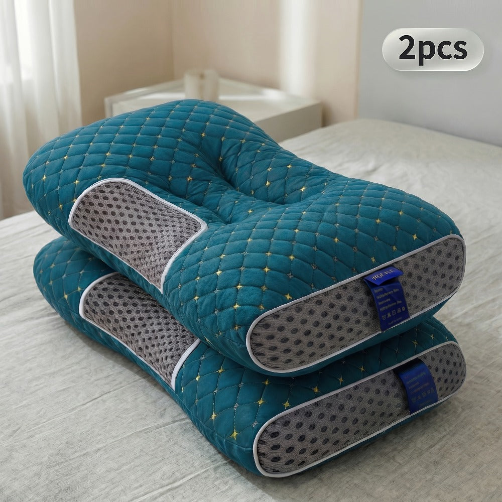 Two-Pillow Contoured Neck Pillow Set in Five Color Options with 74 x 47 cm Pictured Size for Home Use