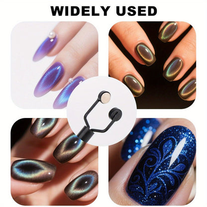 4-in-1 Y-Shaped Cat Eye Nail Magnet Stick Double Head - Heart & Multi-Pattern Magnetic Tool for Cat Eye Gel Polish Nail Art, Portable Professional Salon & Home DIY Nail Art Gift