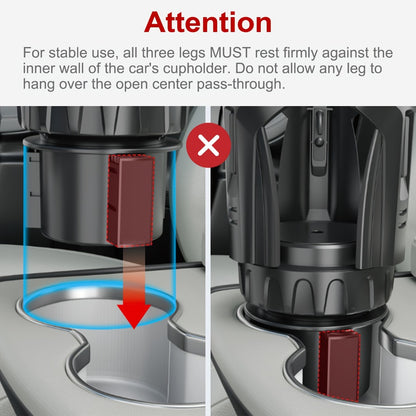 Adjustable Car Cup Holder Expander for 2.56-4.8 Inch Drinkware with 2.56-3.93 Inch Expanding Base in Black
