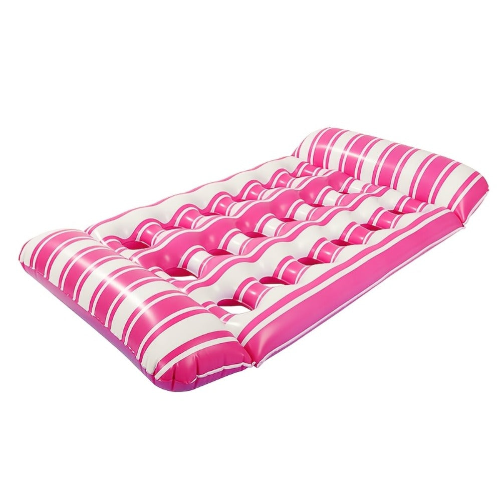 Pool Float Striped Tanning Mat with Built-In Headrest, 51.18 x 27.56 Inches and Three Color Selections