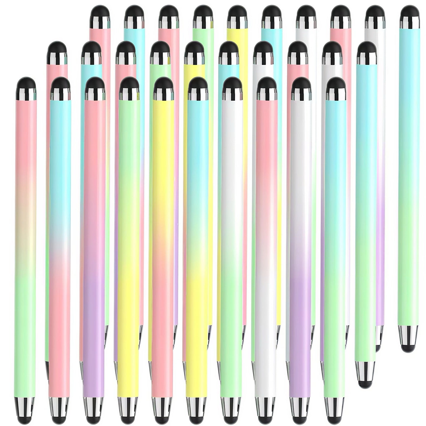 30-Piece Dual-Tip Stylus Pen Set for Capacitive Touchscreens with 60 Replacement Rubber Tips