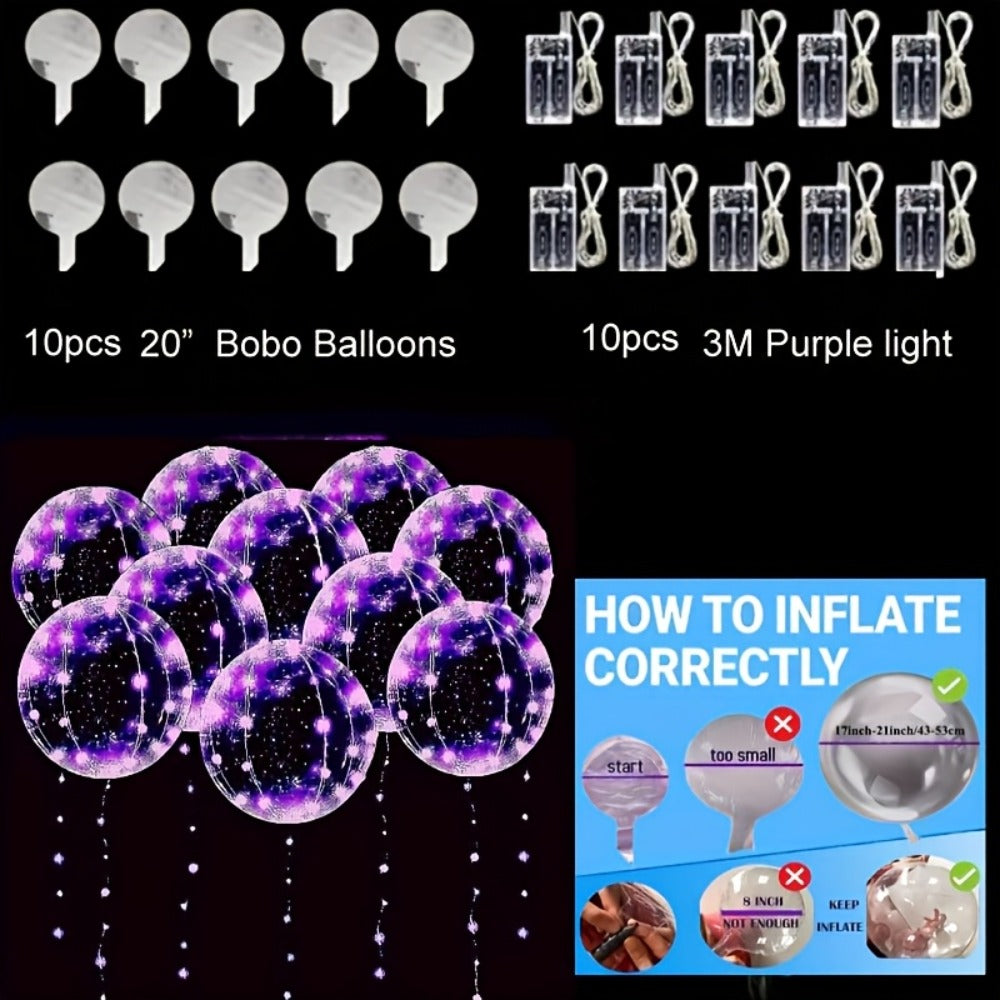 LED Light Up Bobo Balloons with LED String Lights 20pcs Party Decoration Kit – Birthday Wedding Christmas Easter Graduation Decor