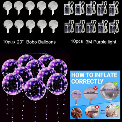 LED Light Up Bobo Balloons with LED String Lights 20pcs Party Decoration Kit – Birthday Wedding Christmas Easter Graduation Decor