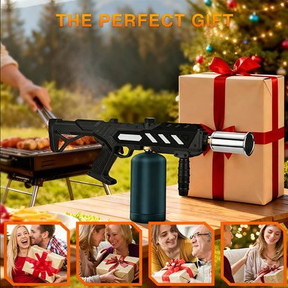 Blow Torch Gun with Detachable Design & Adjustable Flame, Propane Cooking Torch for BBQ, Searing Steak, Caramelizing, Camping, Welding & Weeding, Versatile Kitchen Flamethrower, Gold/Silver & Black (Tank Not Included)