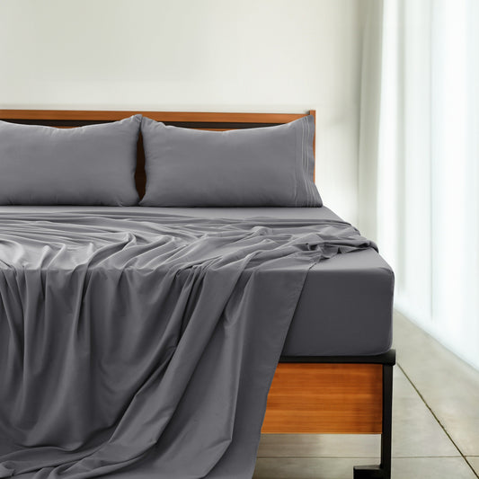Bed Sheet Set 1800-Series Microfiber with Six Fitted-Sheet Sizes and Twenty Solid Color Choices