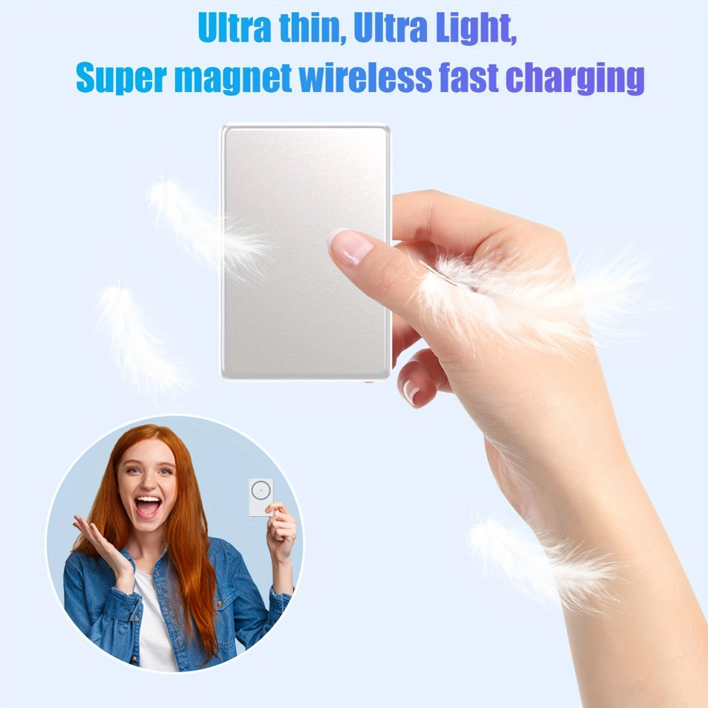 19W Fast Wireless Charging Power Bank 5000mAh Magnetic – High-Speed Mobile Charger with MagSafe-Compatible Snap-On Design, Slim Portable Battery Pack for iPhone 16 15 14 13 12 & Android Devices