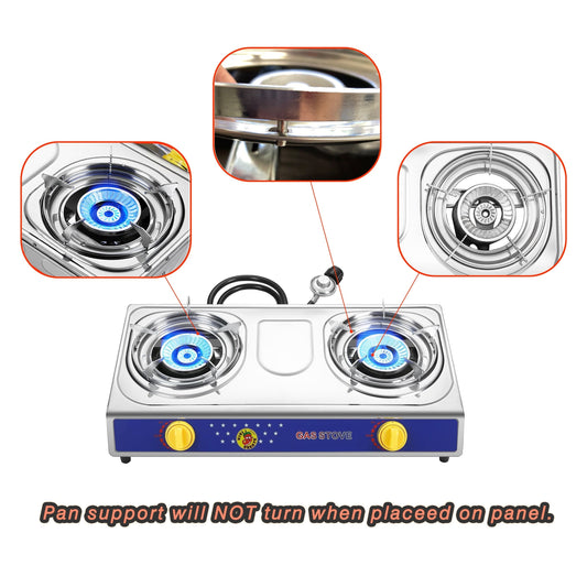 Tabletop Propane Stove VIVICREATE 4000 BTU | Portable Outdoor Cooking Stove with 4/2/1 Adjustable Settings | Stainless Steel | For Camping, BBQ, Patio, Picnic & RV Use