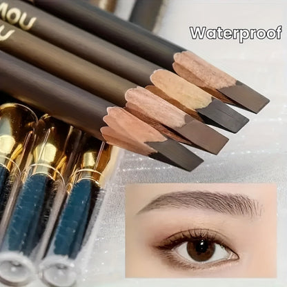 Four-Color Wood Eyebrow Pencil Set with Sharpened Brown-Tone Tips, Spoolie Ends and Approx. 20 cm Length