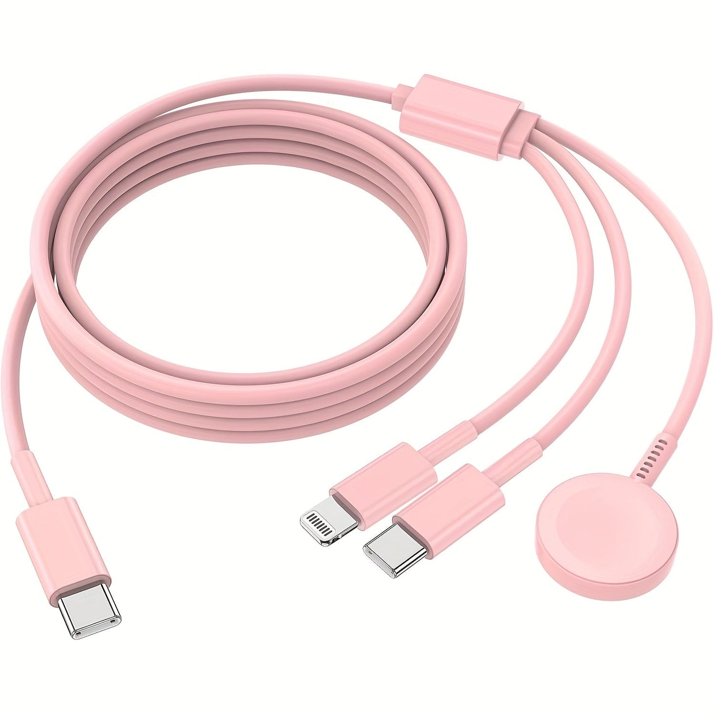 6-Foot Charging Cable with USB-C Input, Lightning, USB-C and Magnetic Watch Pad in One- or Two-Pack Options