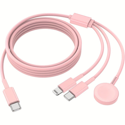 6-Foot Charging Cable with USB-C Input, Lightning, USB-C and Magnetic Watch Pad in One- or Two-Pack Options