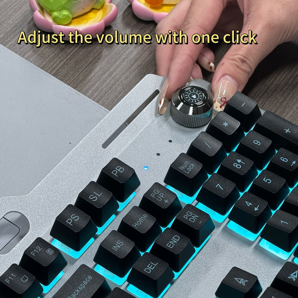 Full-Size 104-Key Wired Gaming Keyboard with Volume Knob in Seven White or Black Options Pictured