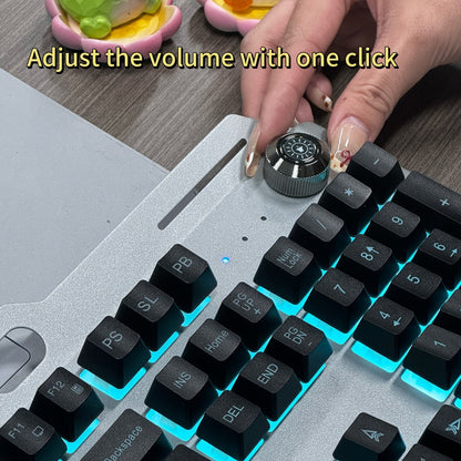 Full-Size 104-Key Wired Gaming Keyboard with Volume Knob in Seven White or Black Options Pictured