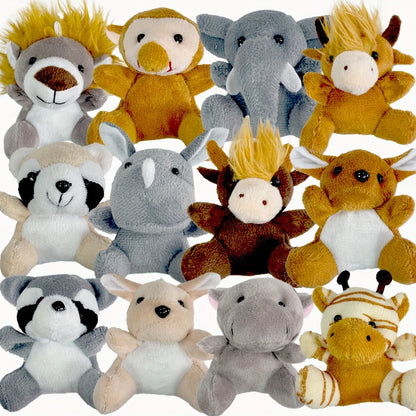 Stuffed Animal Mini Forest Animal Set with 12- or 24-Piece Pack Options for Party Favors and Prizes