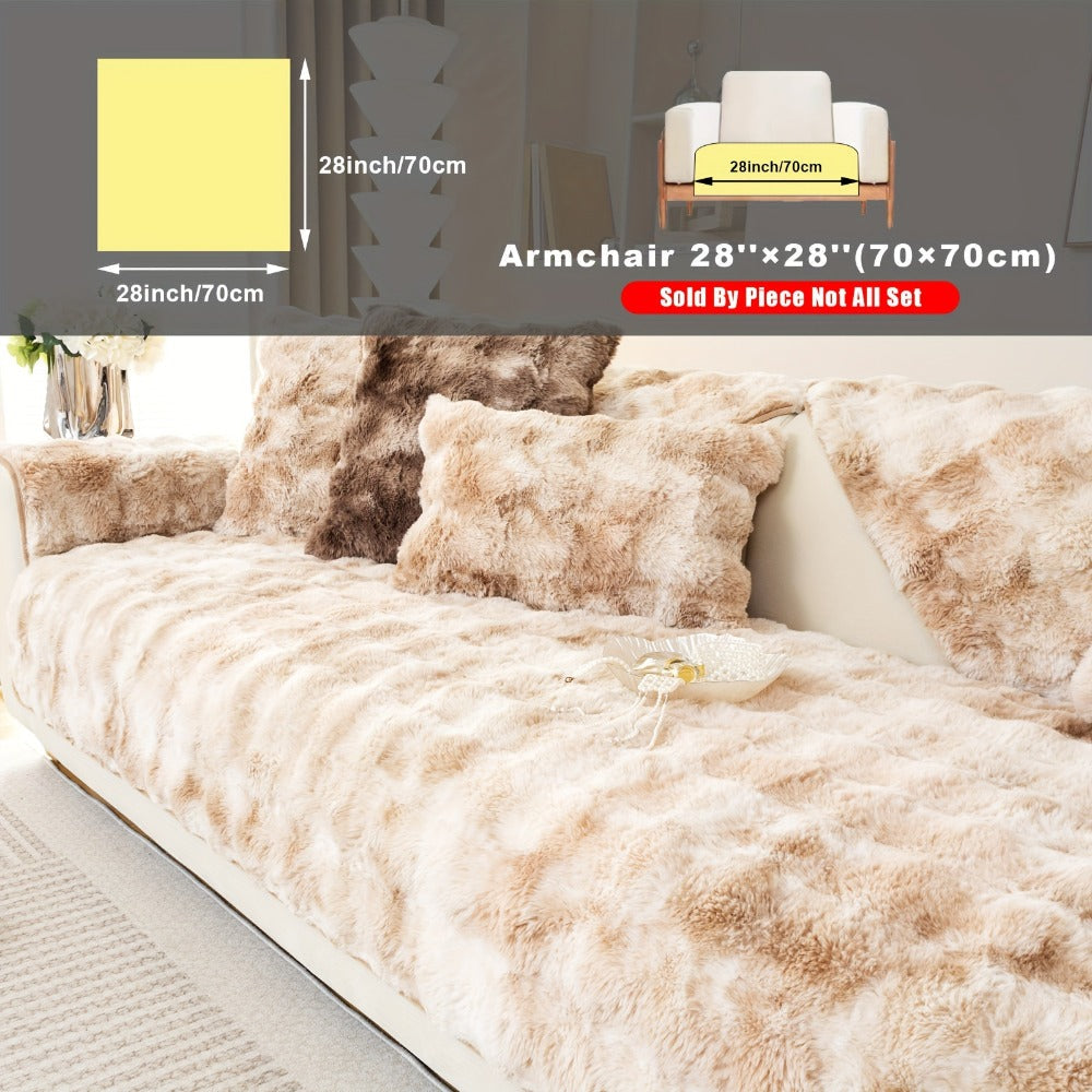 Sofa Cover, Faux-Lamb Plush Gradient Couch Pad in Five Colors with Armchair, Backrest and Seat Sizes