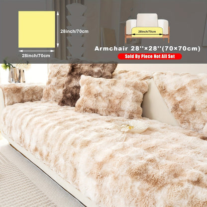 Sofa Cover, Faux-Lamb Plush Gradient Couch Pad in Five Colors with Armchair, Backrest and Seat Sizes