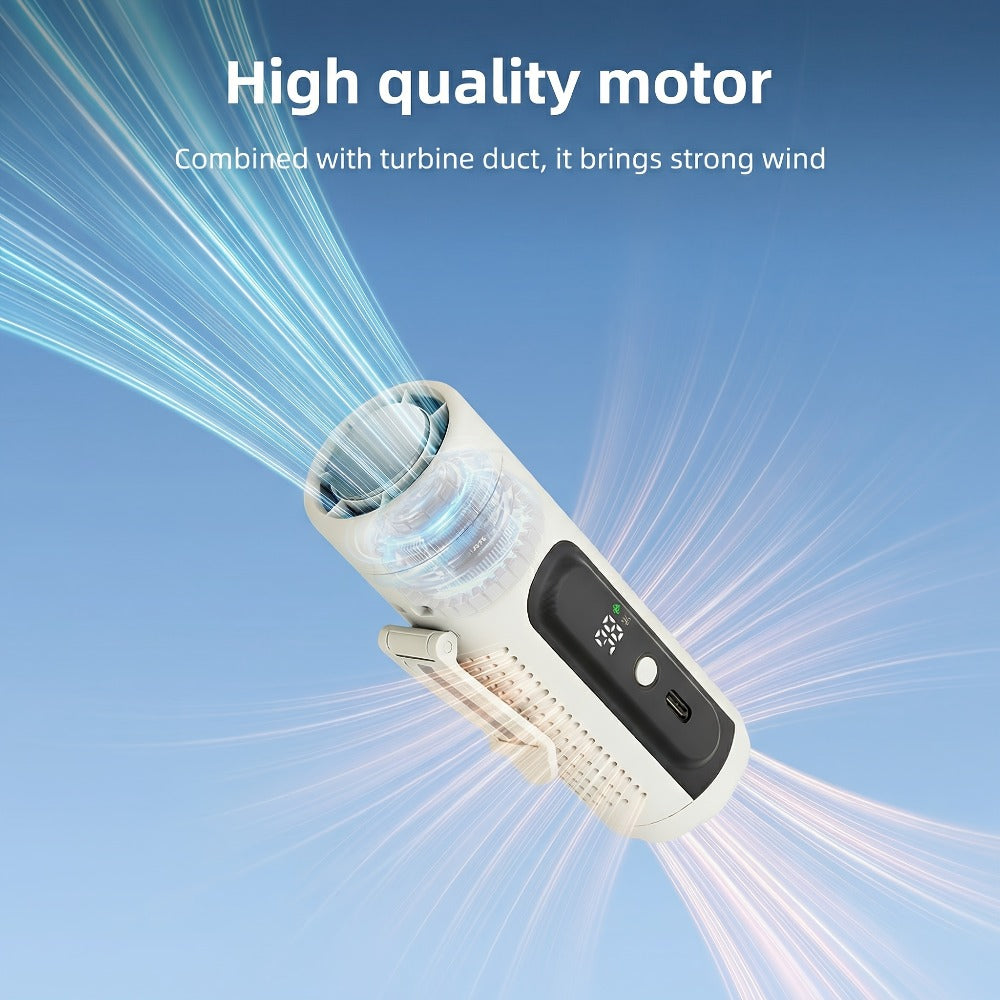 Handheld Fan with Metal Contact Plate, Five Speeds, 20,000 RPM Label, Type-C Charging and Display