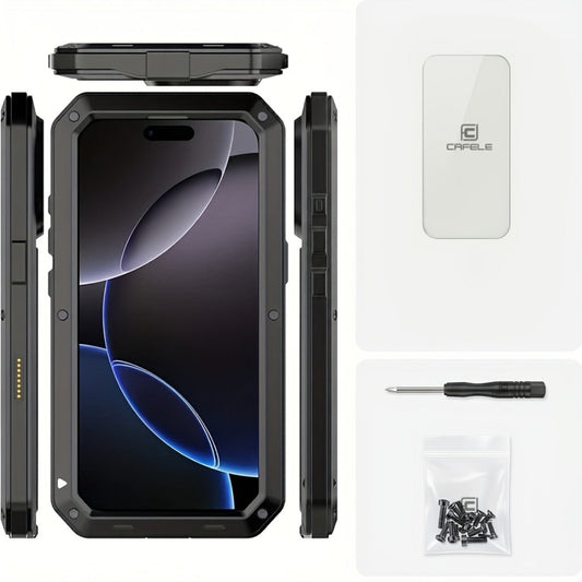 Metal Silicone Heavy Duty iPhone Case Full Body Protection – Anti-Drop Dustproof Shockproof Cover for iPhone 11 12 13 14 15 16 17 Air Plus Pro Pro Max | High-End Fashion Design