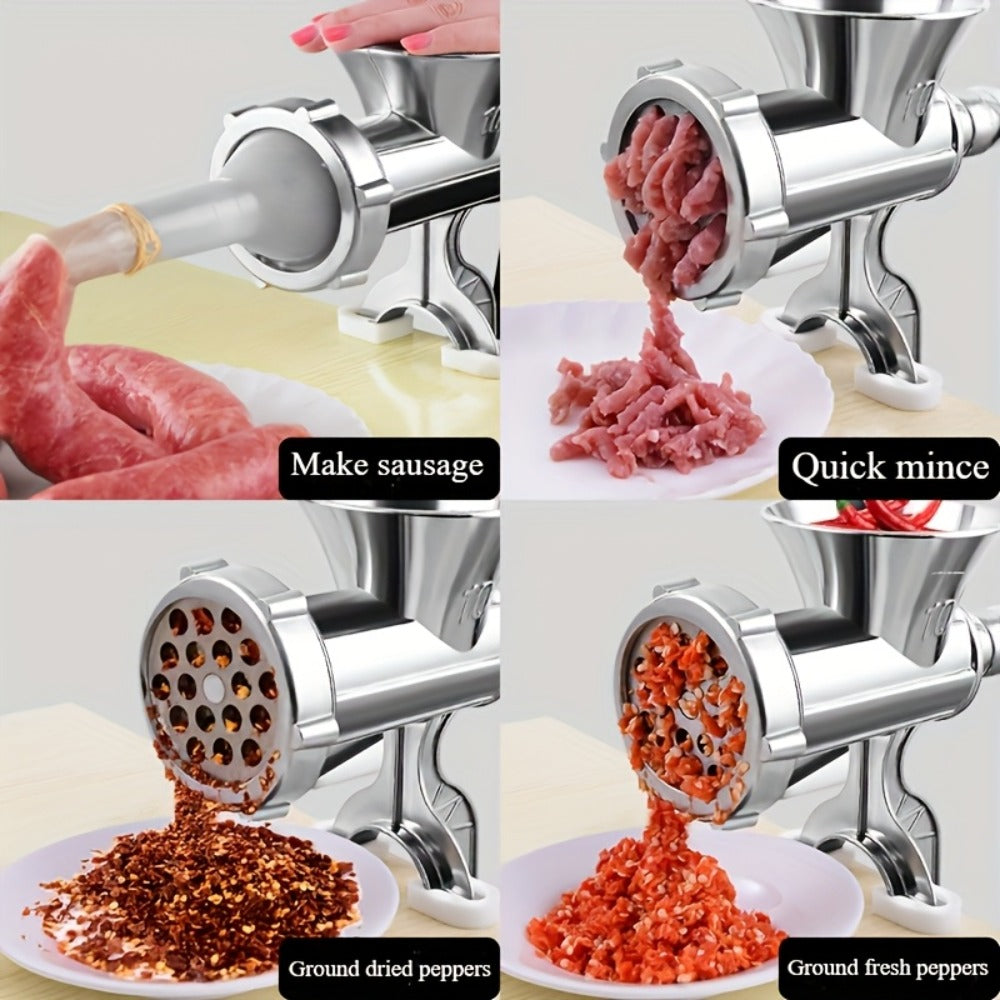 Size 5 Manual Meat Grinder with Table Clamp, Hand Crank, Cutting Plate, Blade and Sausage Nozzle