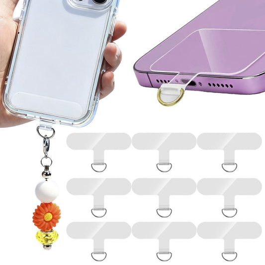 Phone Lanyard Patch 30pcs Transparent TPU Adhesive Pad Metal Buckle Anti-Lost Hook Universal DIY Strap Tether Kit for Phone Cases Keys AirPods Accessories – Clear