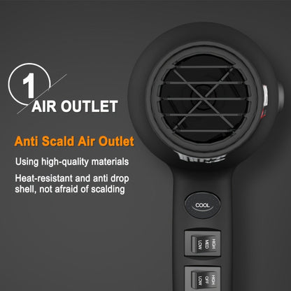 JINRI 1875W Hair Dryer with Three Heat Settings, Two Speeds and One- or Three-Accessory Package Options