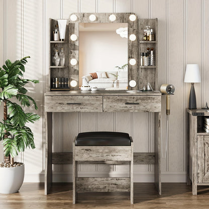 Vanity Desk shown in the Gray option