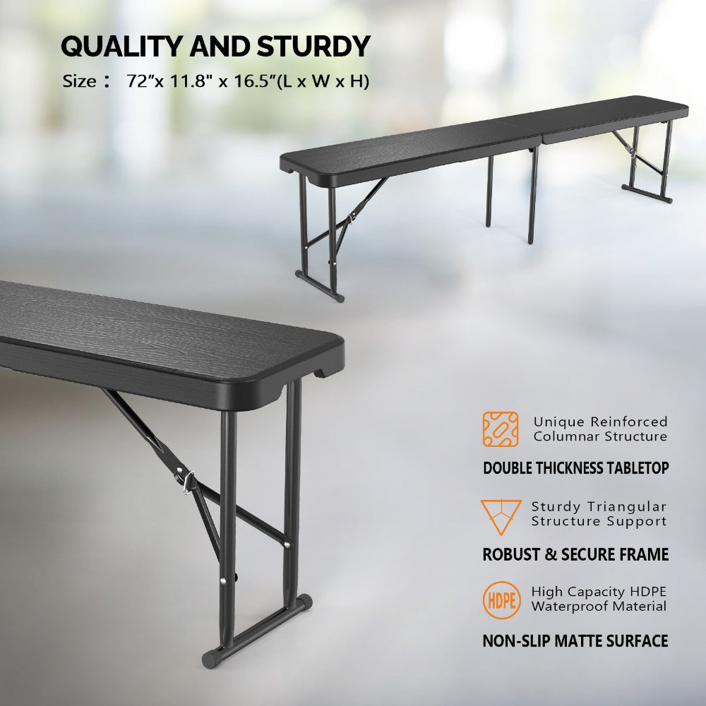 6-Foot Plastic Folding Bench with Tool-Free Assembly and Multiple Color Options detail image - detail view 10