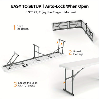 6-Foot Plastic Folding Bench with Tool-Free Assembly and Multiple Color Options detail image - detail view 4