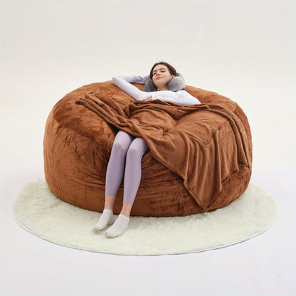 Bean Bag Chair shown in the Brown, 5 Feet option