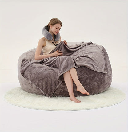 6-Foot Round Bean Bag Chair with Washable Cover, Floor Lounge Chair for Living Room detail image - detail view 14