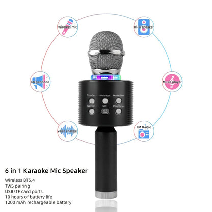 6-in-1 Wireless Karaoke Microphone Speaker with LED Lights and TWS detail image - detail view 17