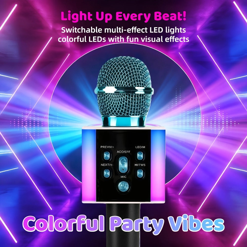 6-in-1 Wireless Karaoke Microphone Speaker with LED Lights and TWS detail image - detail view 23