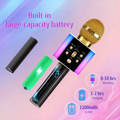 6-in-1 Wireless Karaoke Microphone Speaker with LED Lights and TWS detail image - detail view 29
