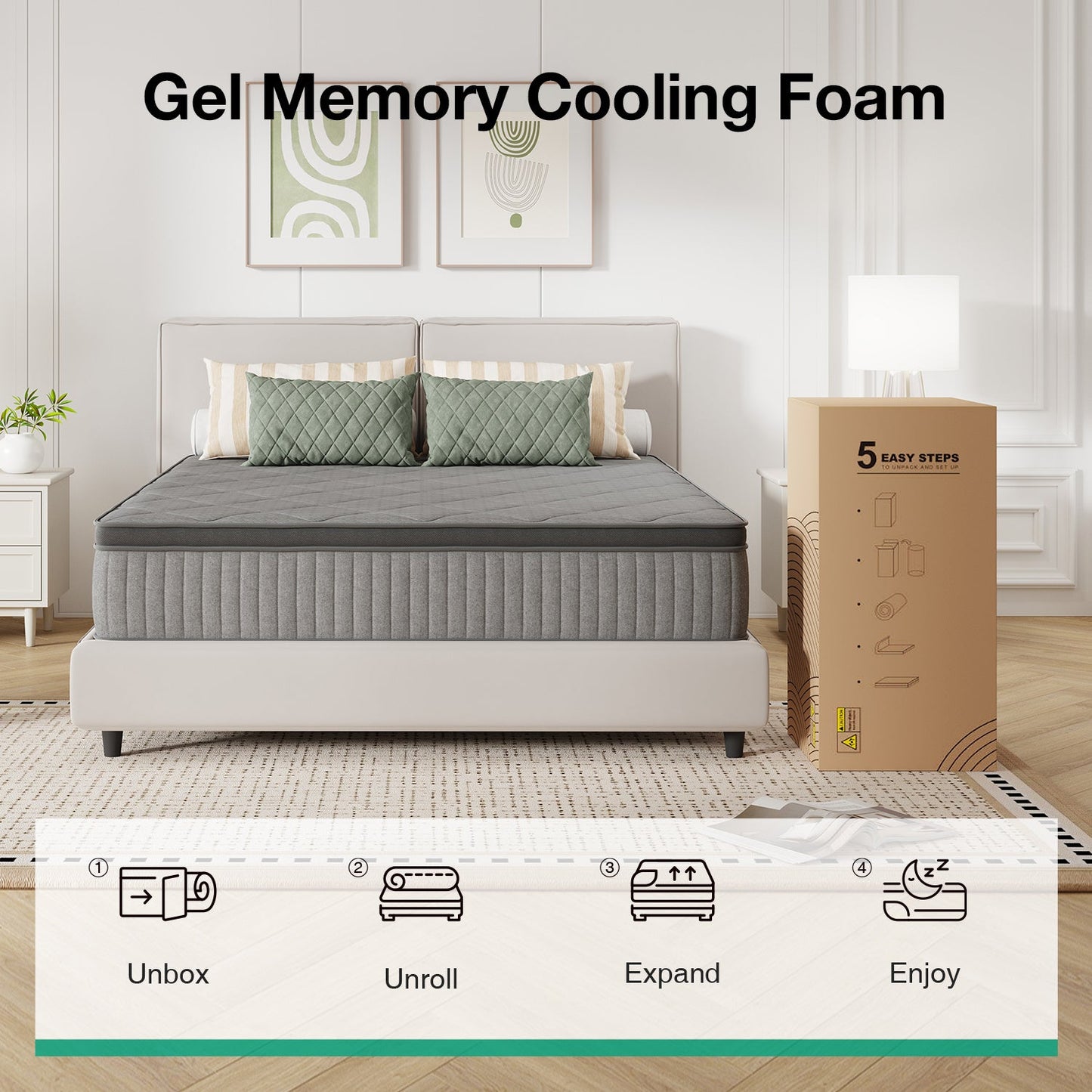 Mattress Pocket-Spring Hybrid with Pillow Top in 6- to 14-Inch Profiles and Six Size Families