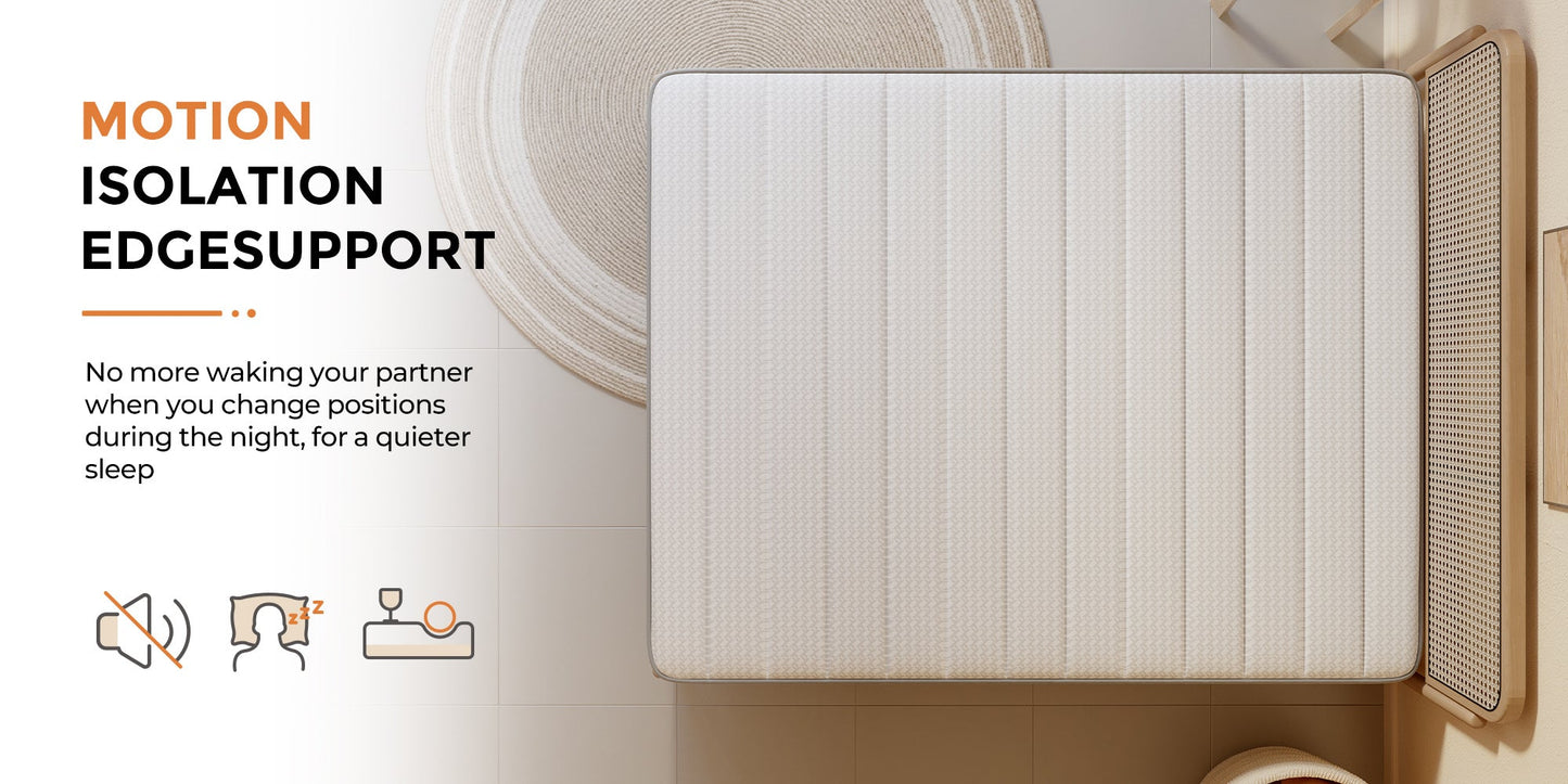 Mattress Pocket-Spring Hybrid with Pillow Top in 6- to 14-Inch Profiles and Six Size Families