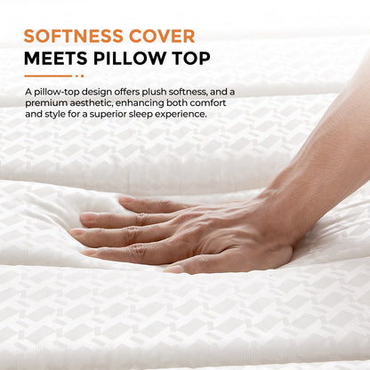 Mattress Pocket-Spring Hybrid with Pillow Top in 6- to 14-Inch Profiles and Six Size Families