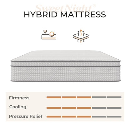 Mattress Pocket-Spring Hybrid with Pillow Top in 6- to 14-Inch Profiles and Six Size Families
