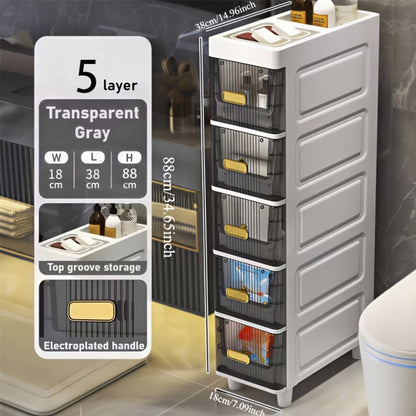 6-Layer Slim Bathroom Storage Cabinet with Storage Drawers for Organized Everyday Storage detail image - detail view 21