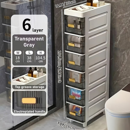 6-Layer Slim Bathroom Storage Cabinet with Storage Drawers for Organized Everyday Storage detail image - detail view 9
