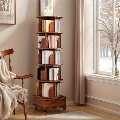 6-Tier 360° Rotating Bookshelf with Rolling Wheels and 360° Swivel for Entryway detail image - detail view 9