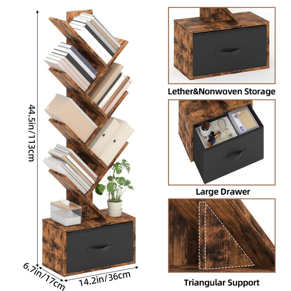 6-Tier Bookshelf with Storage Drawers, Display Storage Shelf detail image - detail view 5