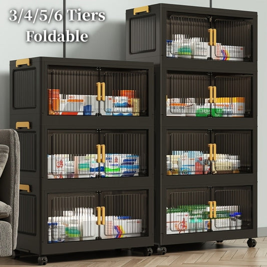 Medicine Cabinet, Stackable 3-6 Tier Vertical Storage Cabinet with Lid & Casters, Portable shown in the main product view