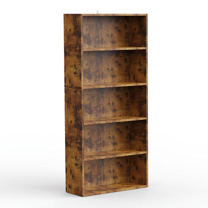Bookshelf shown in the 1 Rust, 5-shelf option