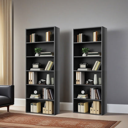 6-Tier Metal Bookshelf with Open Shelves, Freestanding Bookcase for Entryway detail image - detail view 14