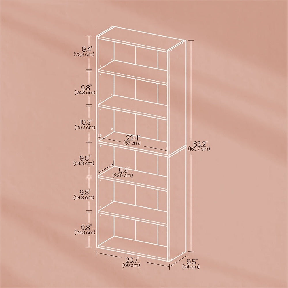 6-Tier Space-Saving Bookshelf with Open Shelves for Organized Everyday Storage in Entryway detail image