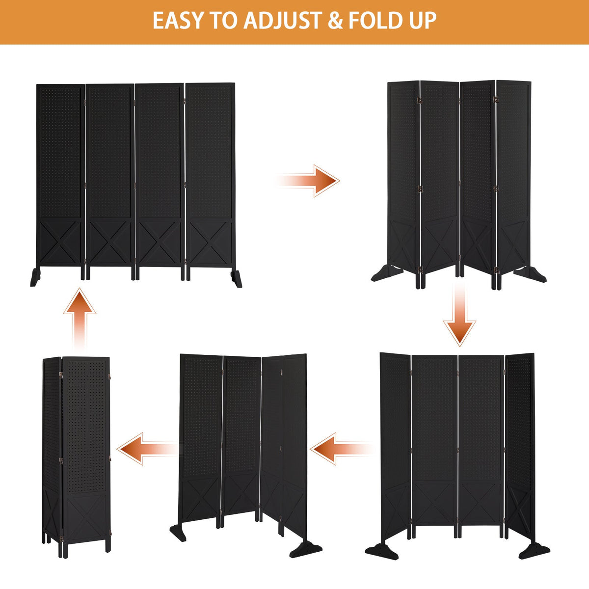 60-Inch Freestanding Room Divider for Privacy and Space Definition in Home Office detail image - detail view 21