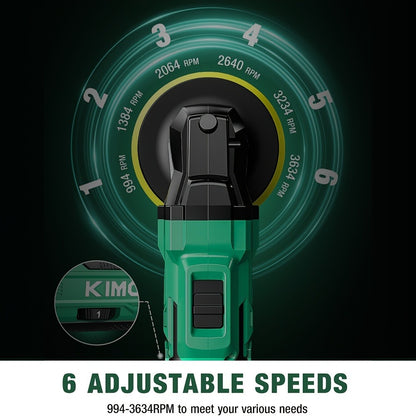 Cordless Buffer Polisher Kit 20V – 6-Speed 3634RPM Car Polisher with 24 Accessories & 2x2000mAh Batteries