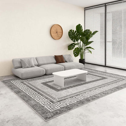 Persian-Inspired Floral Area Rug in Gray with Four Size Options for Living Room, Bedroom or Seating Areas