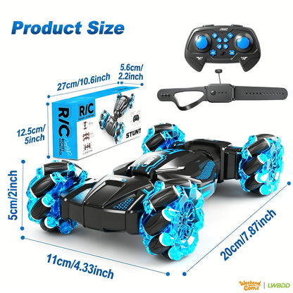 Remote Control Car, 1:24 Scale 8WD Stunt Racer with 2.4GHz Dual Remotes, 28KM/H Source Speed, LED Lights and Two Colors