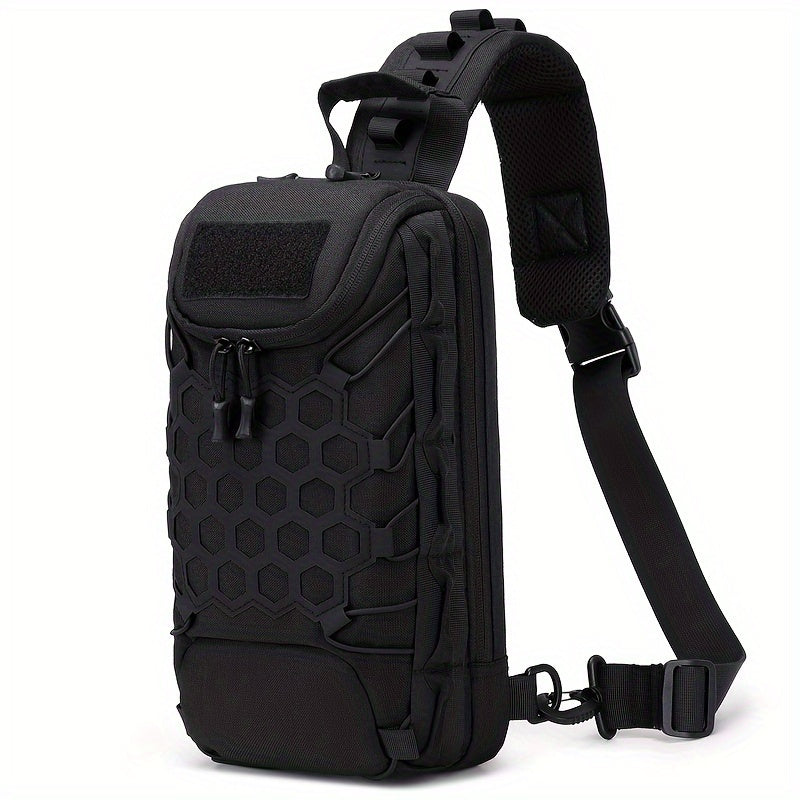 Structured Tactical Shoulder Crossbody Bag with Honeycomb Front Panel in Black or Camouflage Pattern